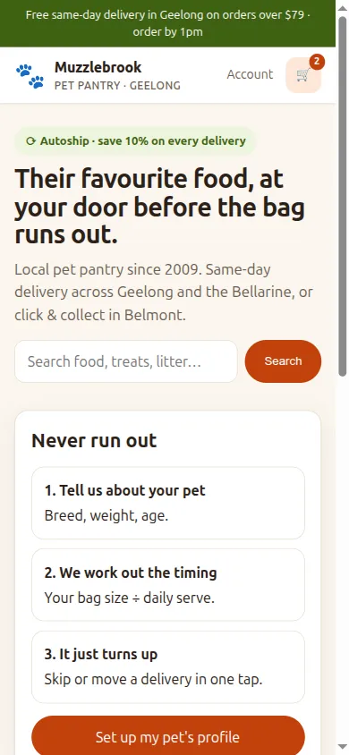 Store home on a phone: autoship offer, search and how never-run-out works